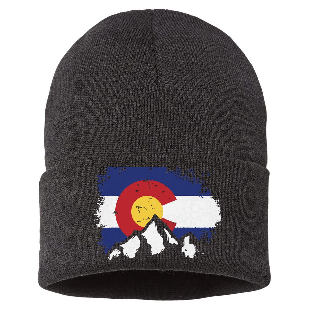 Colorado Flag Mountain Ski Winter Gift Hiker Hiking Camping Sustainable Knit Beanie