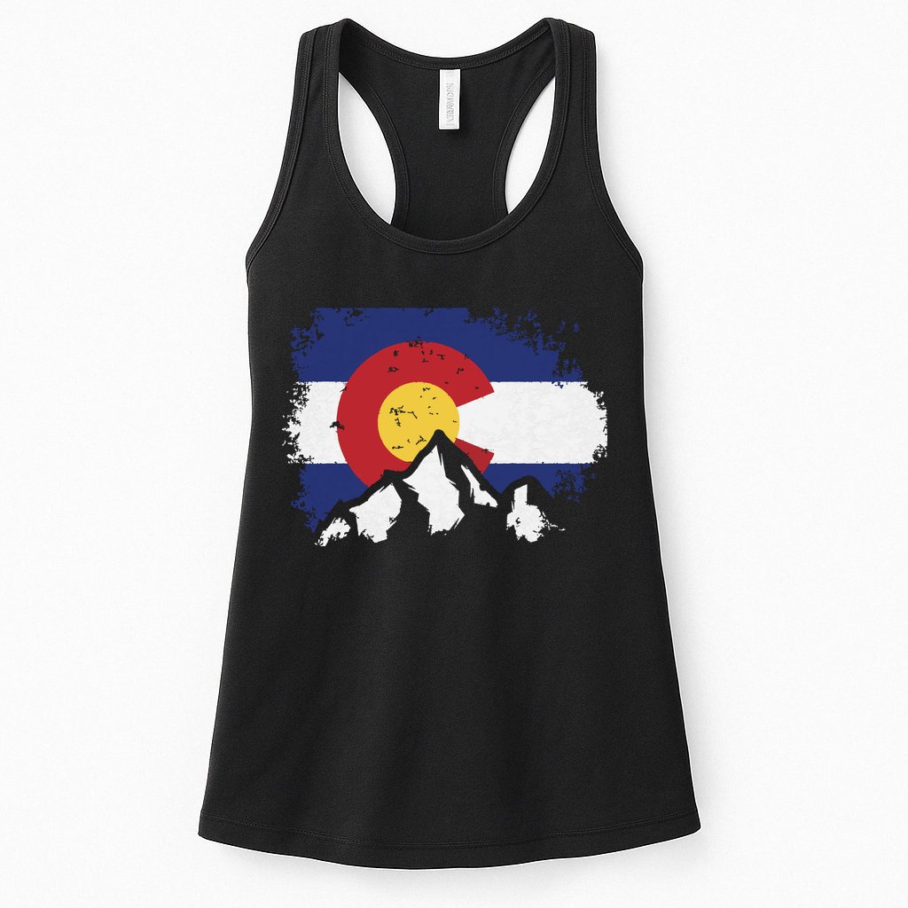 Colorado Flag Mountain Ski Winter Gift Hiker Hiking Camping Womens Tank Top
