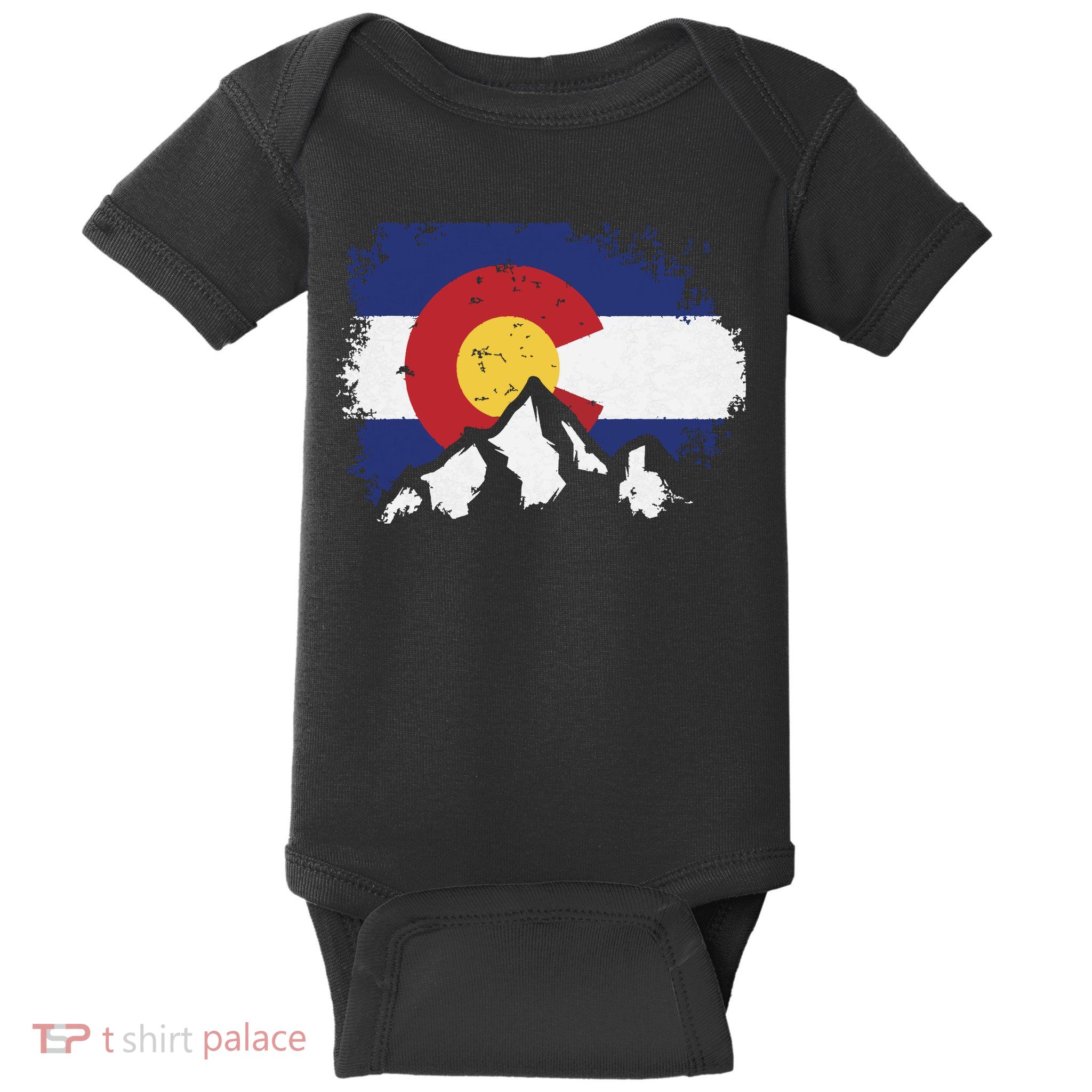 Colorado Flag Mountain Ski Winter Gift Hiker Hiking Camping Baby Bodysuit