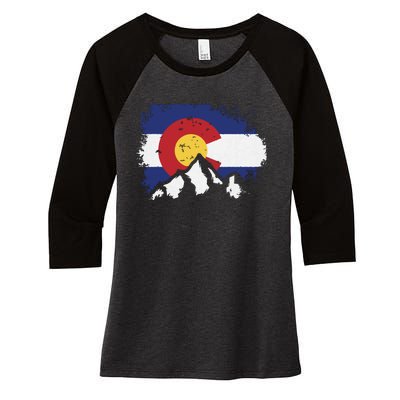 Colorado Flag Mountain Ski Winter Gift Hiker Hiking Camping Women's Tri-Blend 3/4-Sleeve Raglan Shirt