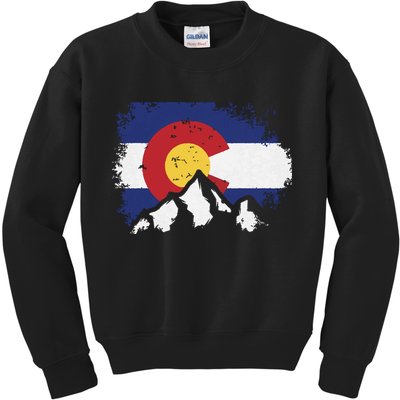 Colorado Flag Mountain Ski Winter Gift Hiker Hiking Camping Kids Sweatshirt