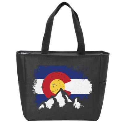 Colorado Flag Mountain Ski Winter Gift Hiker Hiking Camping Zip Tote Bag