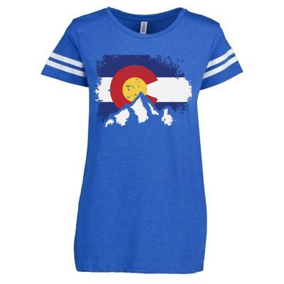 Colorado Flag Mountain Ski Winter Gift Hiker Hiking Camping Enza Ladies Jersey Football T-Shirt