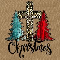 Christian Funny Merry Christmas Tree Jesus Cross Cheetah Cotton Canvas Backpack