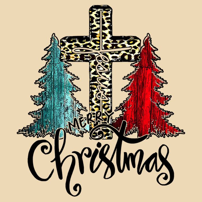 Christian Funny Merry Christmas Tree Jesus Cross Cheetah Drawstring Bag