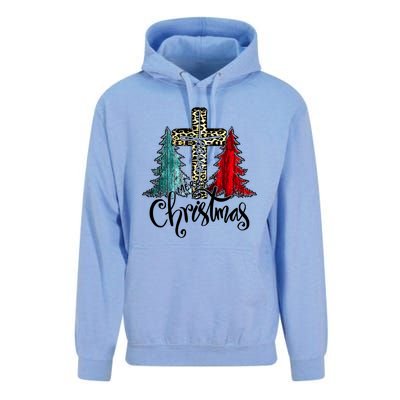 Christian Funny Merry Christmas Tree Jesus Cross Cheetah Unisex Surf Hoodie