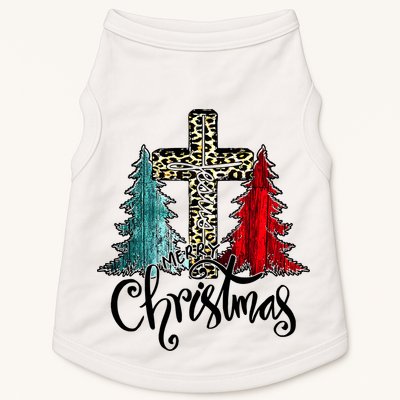 Christian Funny Merry Christmas Tree Jesus Cross Cheetah Doggie Tank