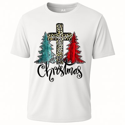 Christian Funny Merry Christmas Tree Jesus Cross Cheetah Performance Shirt
