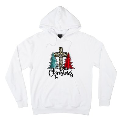 Christian Funny Merry Christmas Tree Jesus Cross Cheetah Hoodie