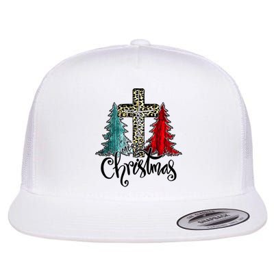 Christian Funny Merry Christmas Tree Jesus Cross Cheetah Flatbill Hat