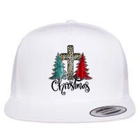 Christian Funny Merry Christmas Tree Jesus Cross Cheetah Flat Bill Trucker Hat