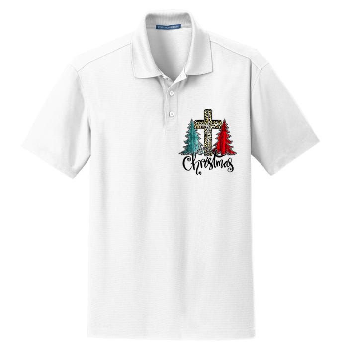 Christian Funny Merry Christmas Tree Jesus Cross Cheetah Dry Zone Grid Polo