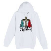 Christian Funny Merry Christmas Tree Jesus Cross Cheetah Premium Pullover Hoodie