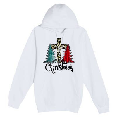 Christian Funny Merry Christmas Tree Jesus Cross Cheetah Premium Pullover Hoodie