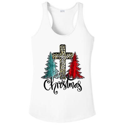 Christian Funny Merry Christmas Tree Jesus Cross Cheetah Ladies PosiCharge Competitor Racerback Tank