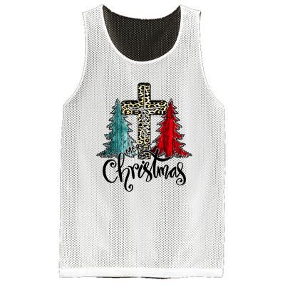 Christian Funny Merry Christmas Tree Jesus Cross Cheetah Mesh Reversible Basketball Jersey Tank