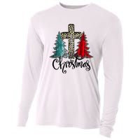 Christian Funny Merry Christmas Tree Jesus Cross Cheetah Cooling Performance Long Sleeve Crew