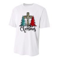 Christian Funny Merry Christmas Tree Jesus Cross Cheetah Performance Sprint T-Shirt