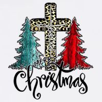 Christian Funny Merry Christmas Tree Jesus Cross Cheetah Poster