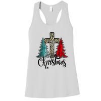 Christian Funny Merry Christmas Tree Jesus Cross Cheetah Women's Racerback Tank