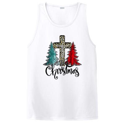 Christian Funny Merry Christmas Tree Jesus Cross Cheetah PosiCharge Competitor Tank