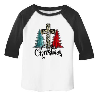 Christian Funny Merry Christmas Tree Jesus Cross Cheetah Toddler Fine Jersey T-Shirt