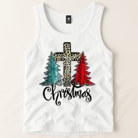 Christian Funny Merry Christmas Tree Jesus Cross Cheetah Tank Top