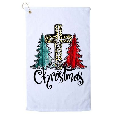 Christian Funny Merry Christmas Tree Jesus Cross Cheetah Golf Towel