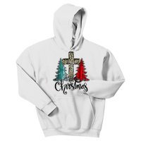 Christian Funny Merry Christmas Tree Jesus Cross Cheetah Kids Hoodie