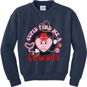 Cupid Find Me A Cowboy Cute Valentine Matching Couple Kids Sweatshirt