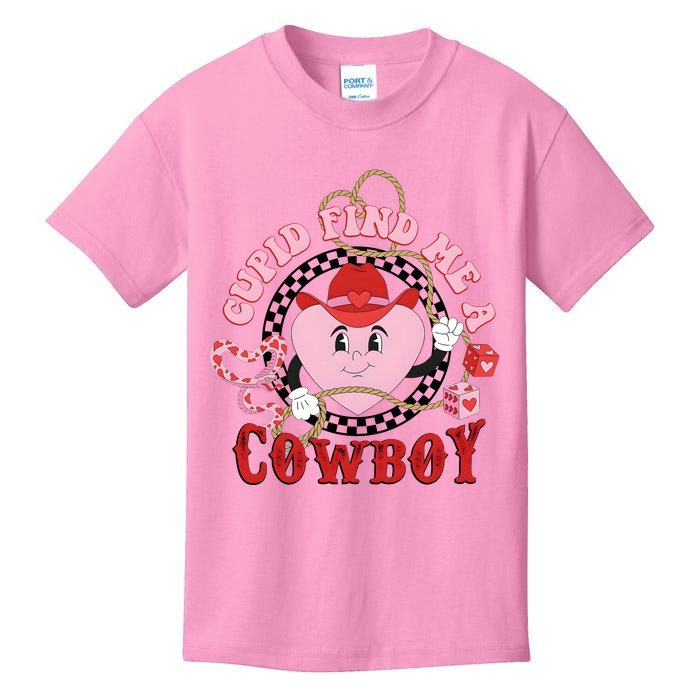 Cupid Find Me A Cowboy Cute Valentine Matching Couple Kids T-Shirt