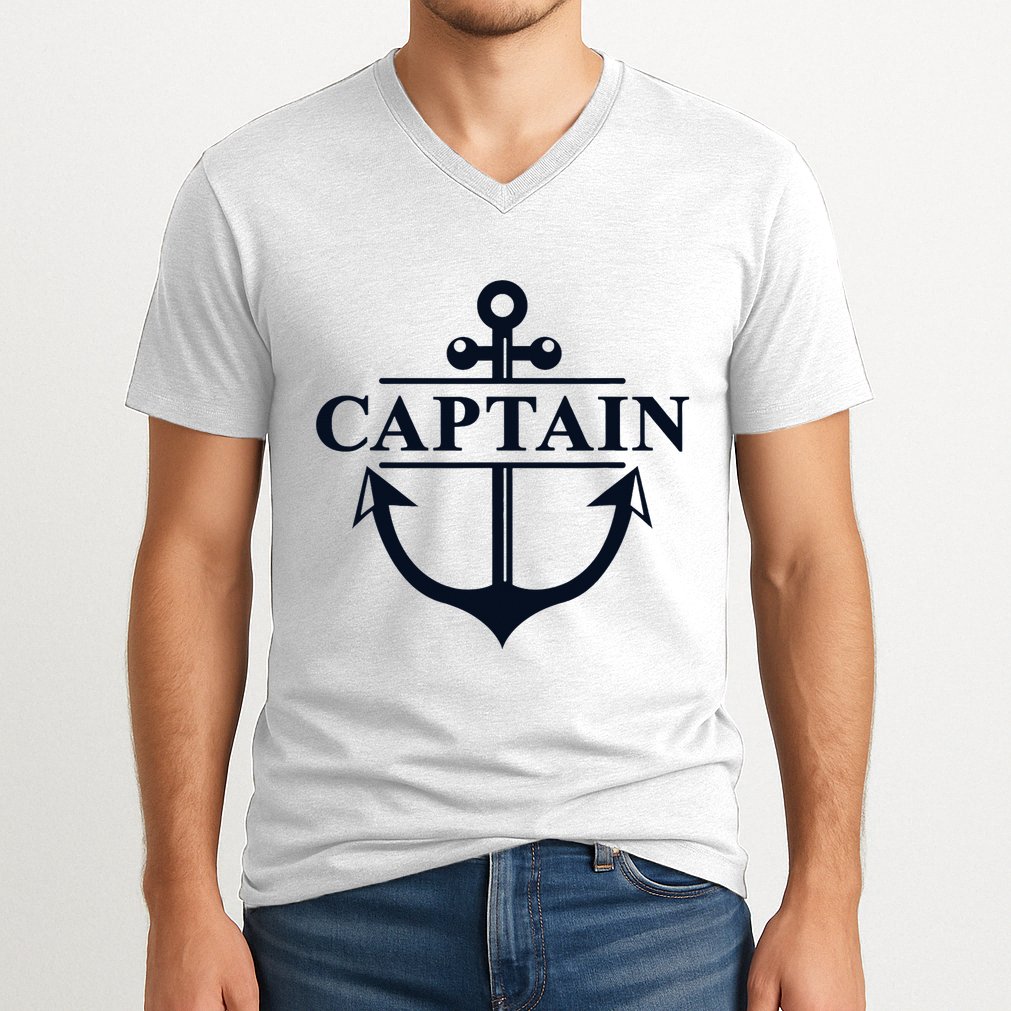 Captain & First Mate Matching Set Pontoon Boat Sailing V-Neck T-Shirt