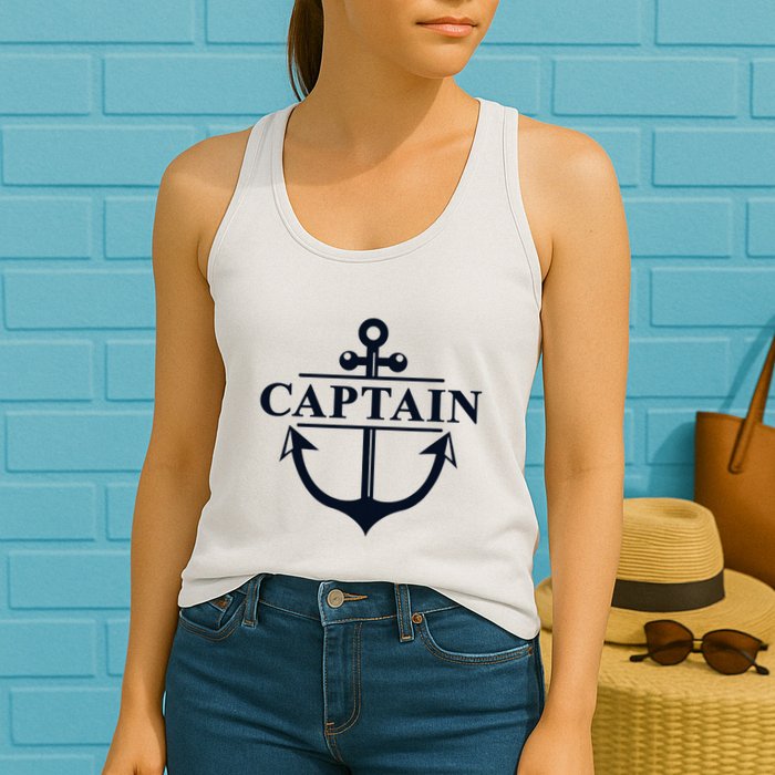 Captain & First Mate Matching Set Pontoon Boat Sailing Womens Tank Top