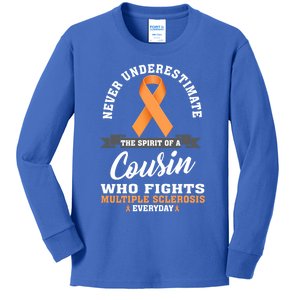 Cousin Fights Multiple Sclerosis Ms Warrior Gift Kids Long Sleeve Shirt