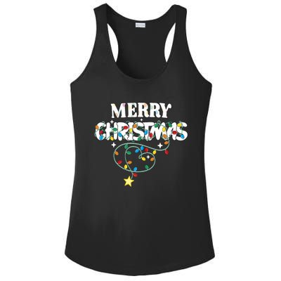 Cute Family Merry Xmas Friends Merry Christmas Lights Party Tank Top Ladies PosiCharge Competitor Racerback Tank