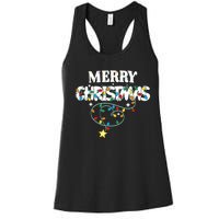 Cute Family Merry Xmas Friends Merry Christmas Lights Party Tank Top Women's Racerback Tank