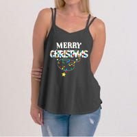 Cute Family Merry Xmas Friends Merry Christmas Lights Party Tank Top Women's Strappy Tank