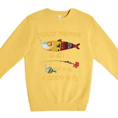 Christmas FishermanS Merry Fishmas To All Fishing Premium Crewneck Sweatshirt