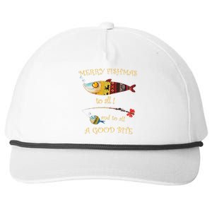 Christmas FishermanS Merry Fishmas To All Fishing Snapback Five-Panel Rope Hat