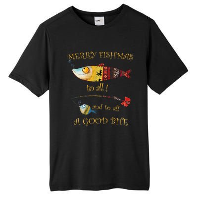 Christmas FishermanS Merry Fishmas To All Fishing Tall Fusion ChromaSoft Performance T-Shirt