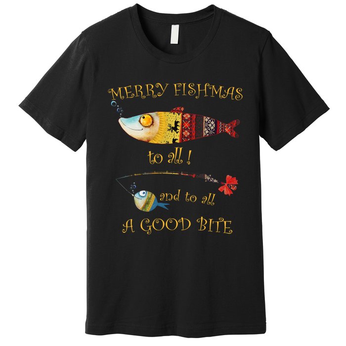 Christmas FishermanS Merry Fishmas To All Fishing Premium T-Shirt