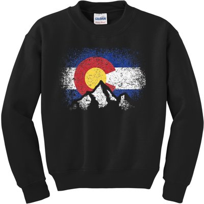 Colorado Flag Mountain Ski Winter Gift Hiker Hiking Camping Kids Sweatshirt