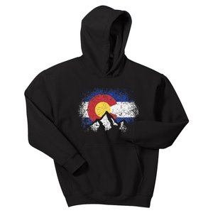 Colorado Flag Mountain Ski Winter Gift Hiker Hiking Camping Kids Hoodie