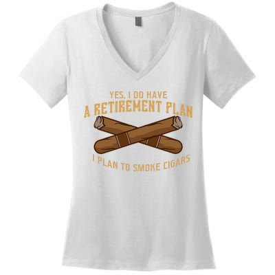 Cigar For Men Cigar Smoker Grandpa Dad Fathers Day Women's V-Neck T-Shirt