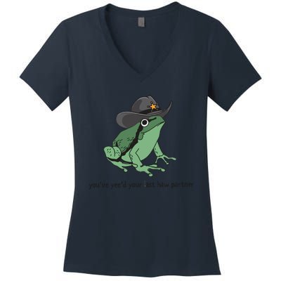 Cowboy Frog Meme You Just Yeed Your Last Haw Women's V-Neck T-Shirt