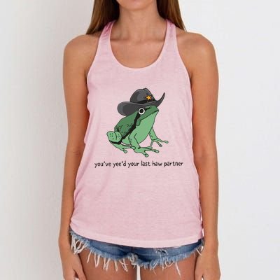 Cowboy Frog Meme You Just Yeed Your Last Haw Women's Knotted Racerback Tank