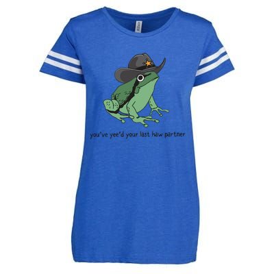 Cowboy Frog Meme You Just Yeed Your Last Haw Enza Ladies Jersey Football T-Shirt