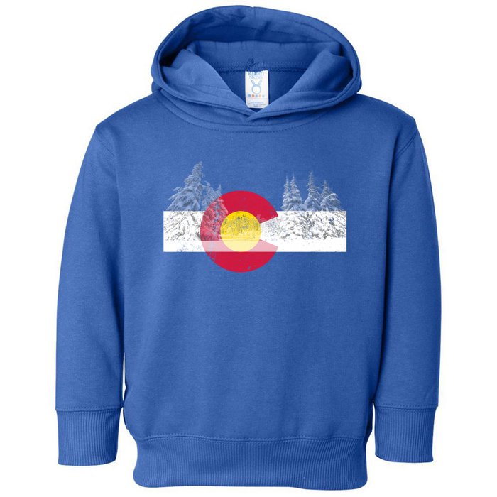 Colorado Flag Mountain Ski Trees Outdoor Gift Toddler Hoodie