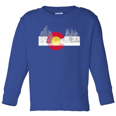 Colorado Flag Mountain Ski Trees Outdoor Gift Toddler Long Sleeve Shirt