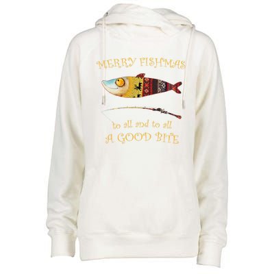 Christmas FisherS Merry Fishmas To All Christmas Fishing Gift Womens Funnel Neck Pullover Hood